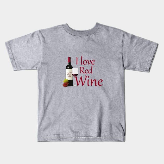 I love red wine Kids T-Shirt by cypryanus